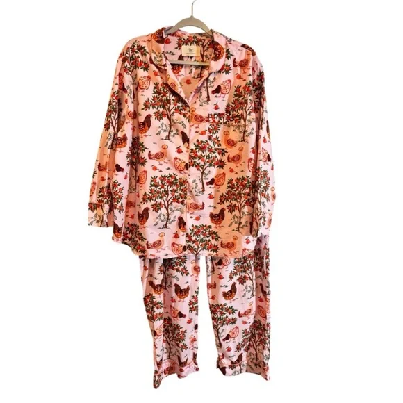 XL Printfresh Hen House Pink Cotton Pajama Set Excellent Condition - Picture 3 of 10